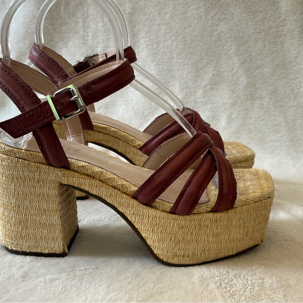 Shutz Burgundy Platform Sandals 7